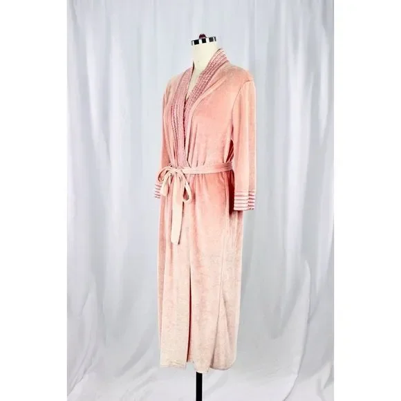 Vintage 1960's Pink Velvet Quilted Satin Robe Dressing Gown - Picture 7 of 13